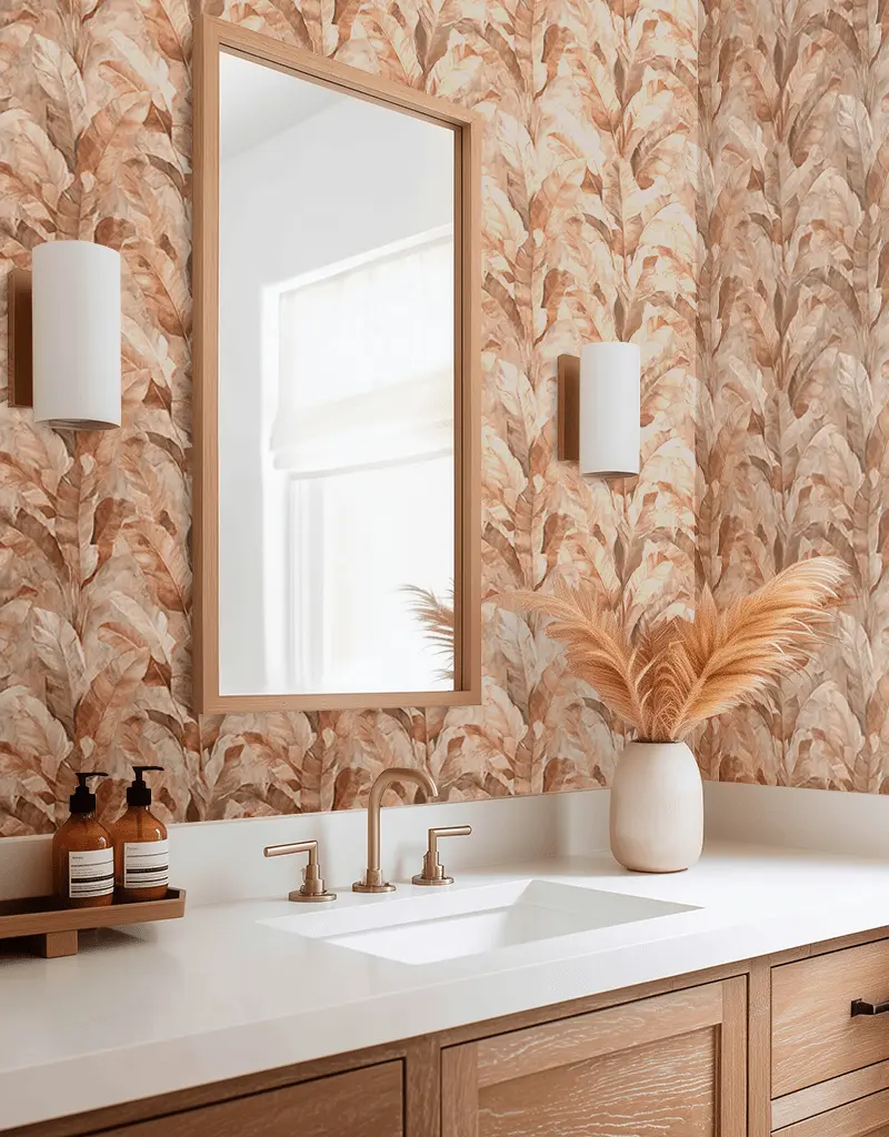 Papel tapiz Hojas Tropicales Terracota