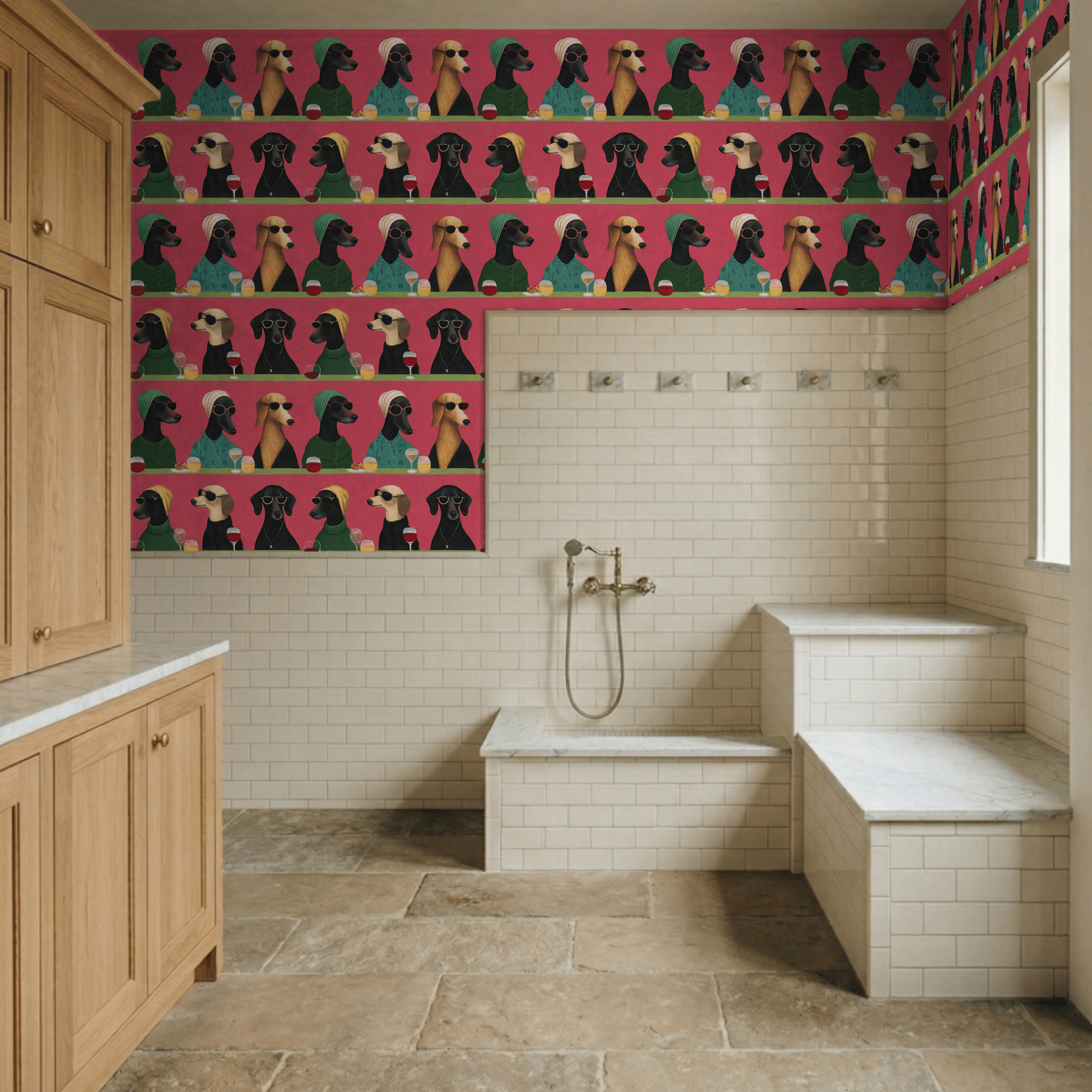 Papel tapiz Perros con Estilo Fondo Coral