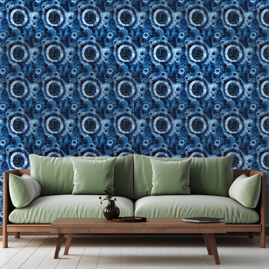 Papel tapiz Círculos Abstractos Azul Índigo