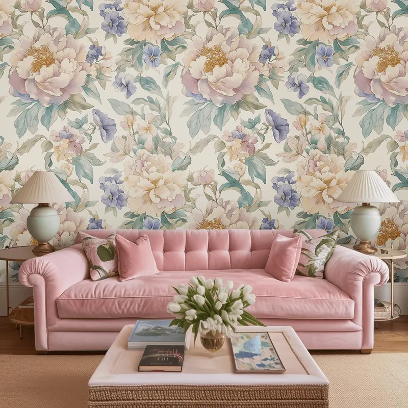 Papel tapiz Flores Pastel de Estilo Acuarela