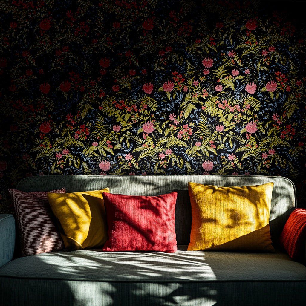 Papel tapiz Flores Silvestres Fondo Oscuro