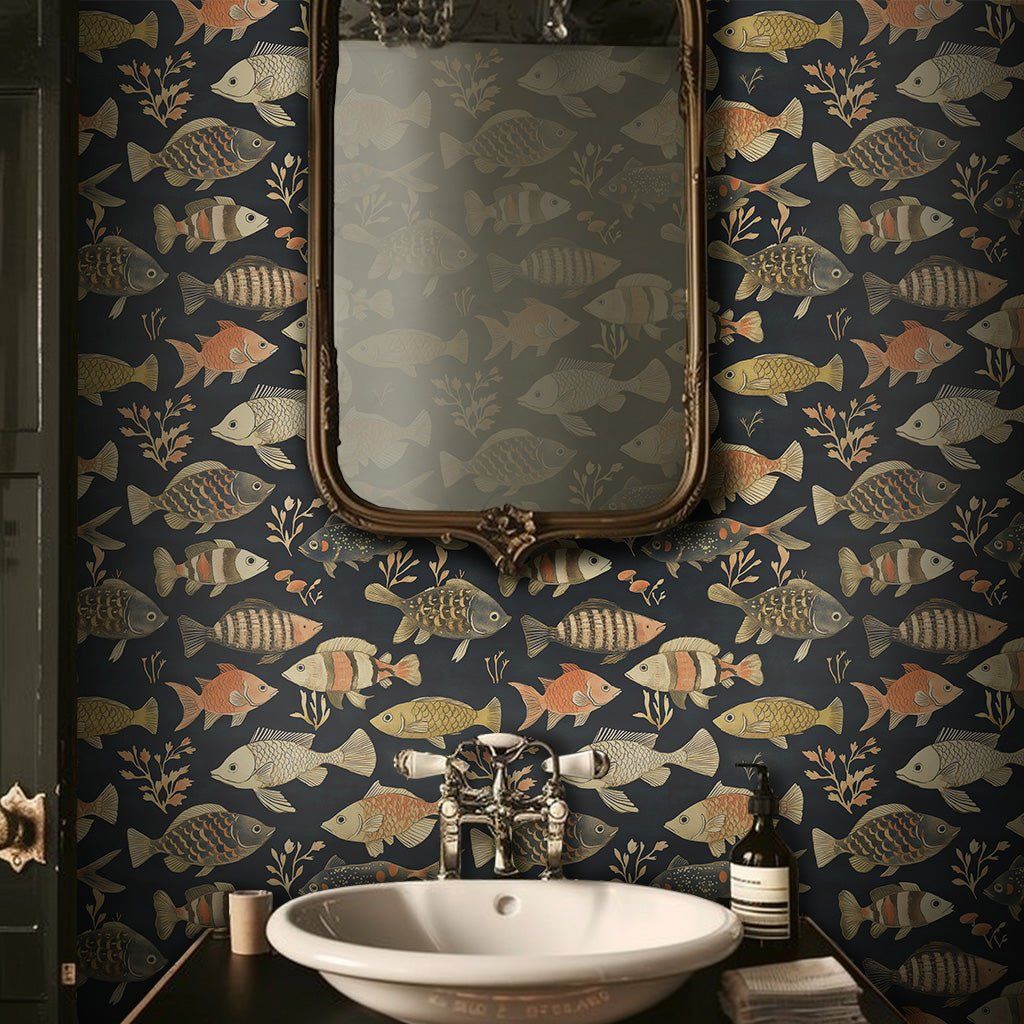 Papel tapiz Peces Clásicos Fondo Oscuro
