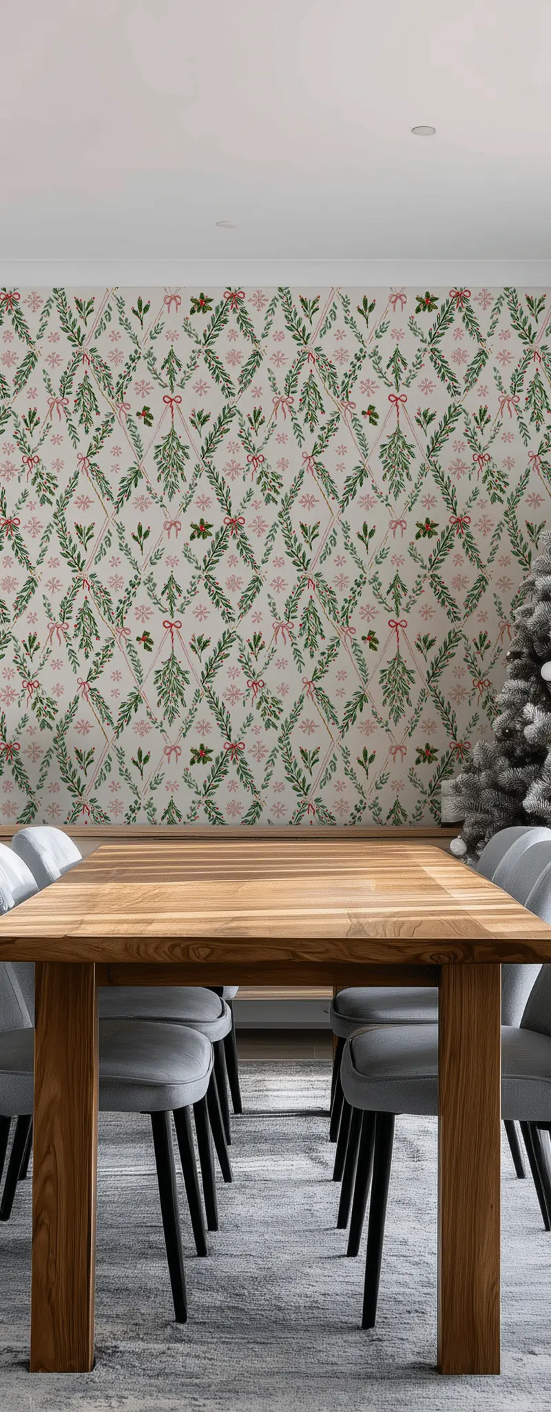 Papel tapiz Guirnaldas Navideñas Verde y Rosa