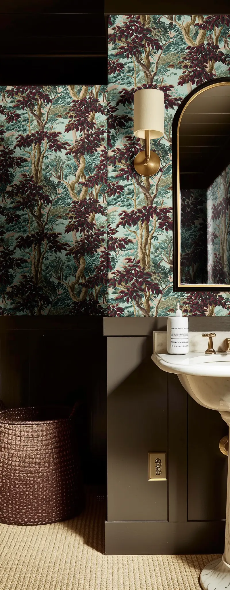 Papel tapiz Bosque Aqua y Follaje Vino