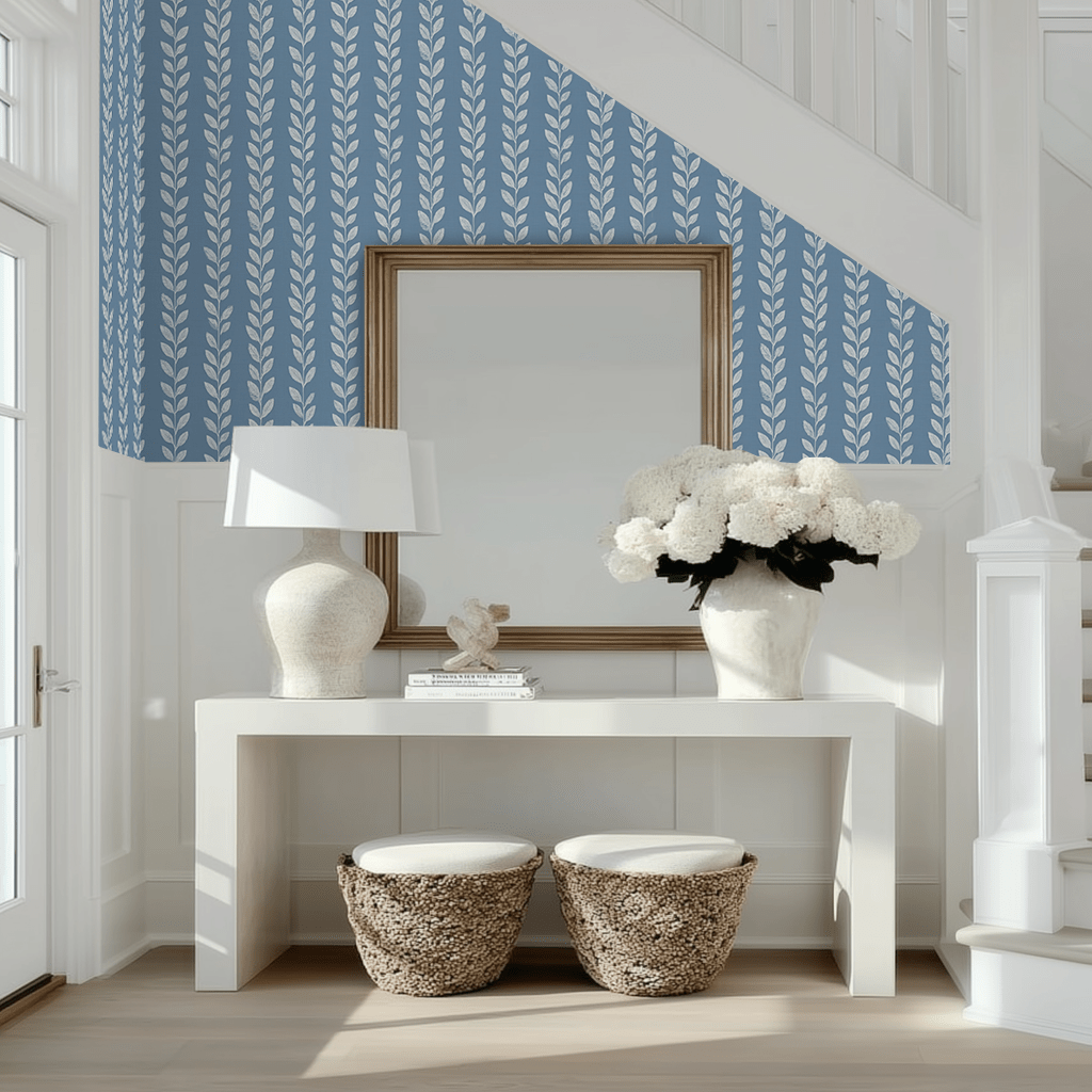 Papel tapiz Ramas Blancas sobre Azul