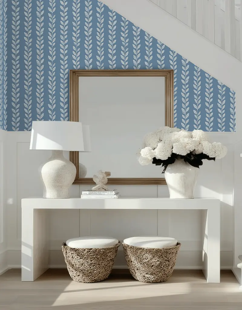 Papel tapiz Ramas Blancas sobre Azul