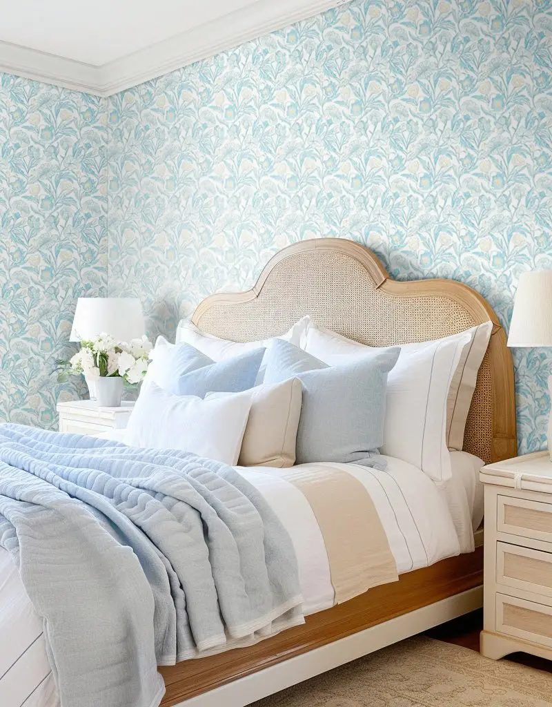 Papel tapiz Flores Aqua de Línea Delicada