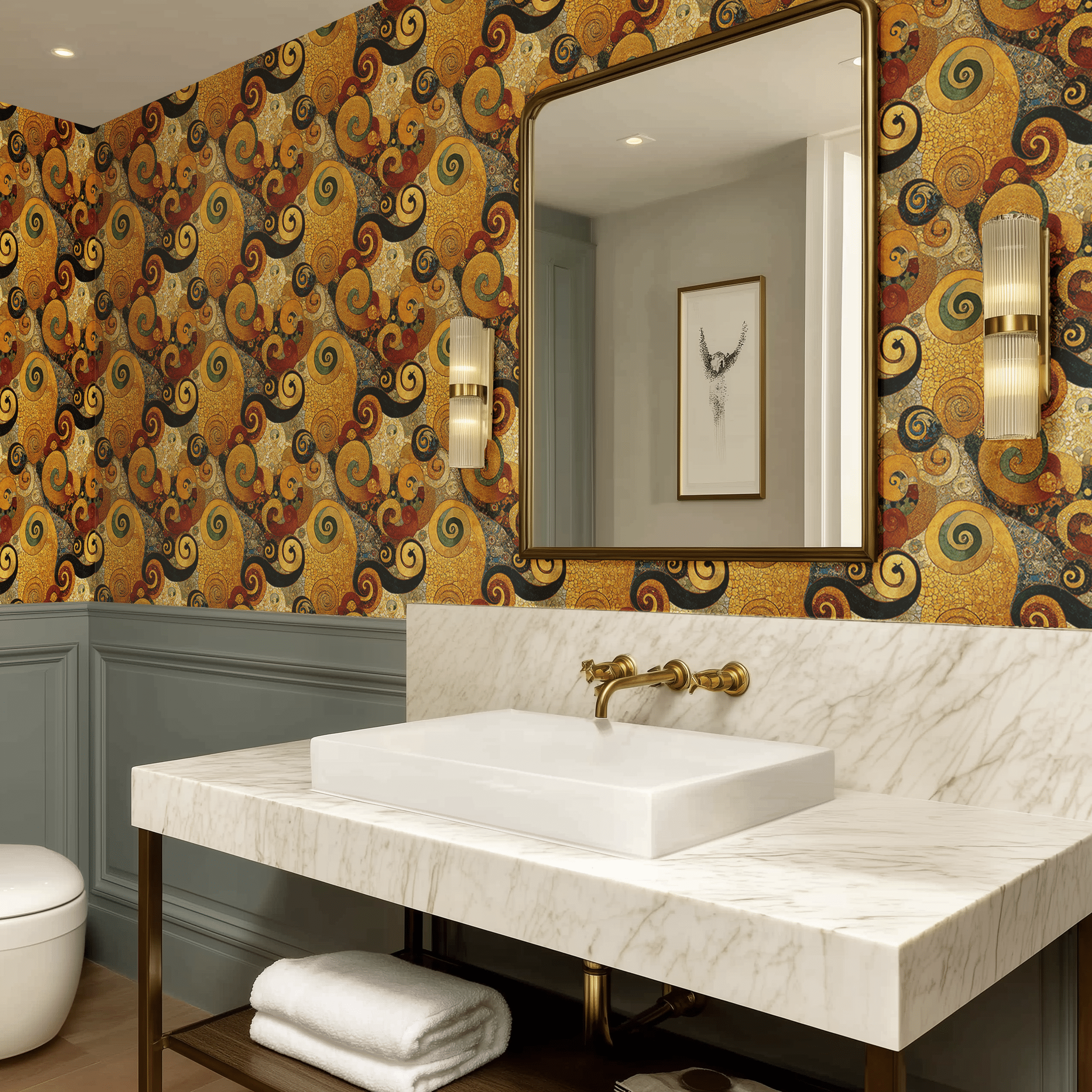 Papel tapiz Espirales Doradas Efecto Mosaico
