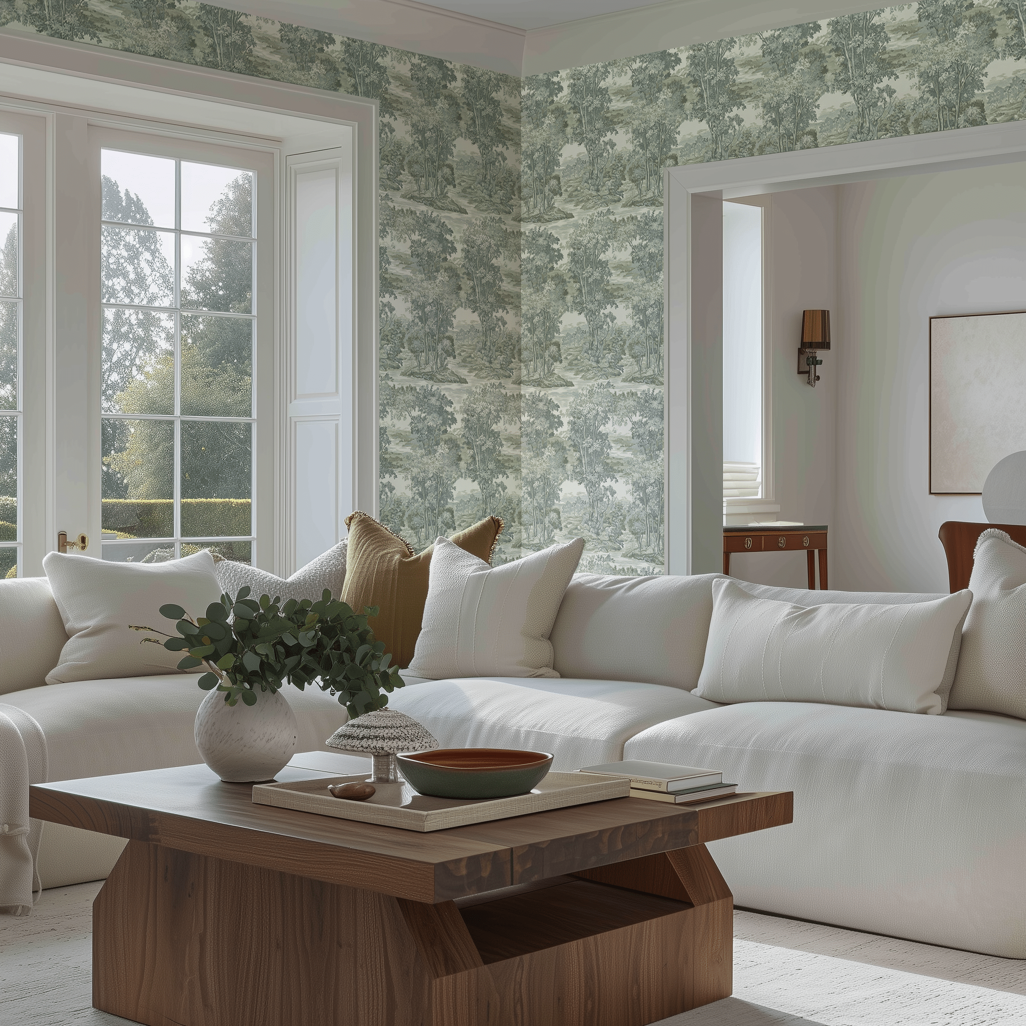 Papel tapiz Bosque Toile Verde Salvia