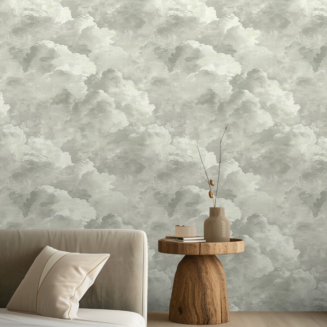 Papel tapiz Nubes Clásicas Gris Suave