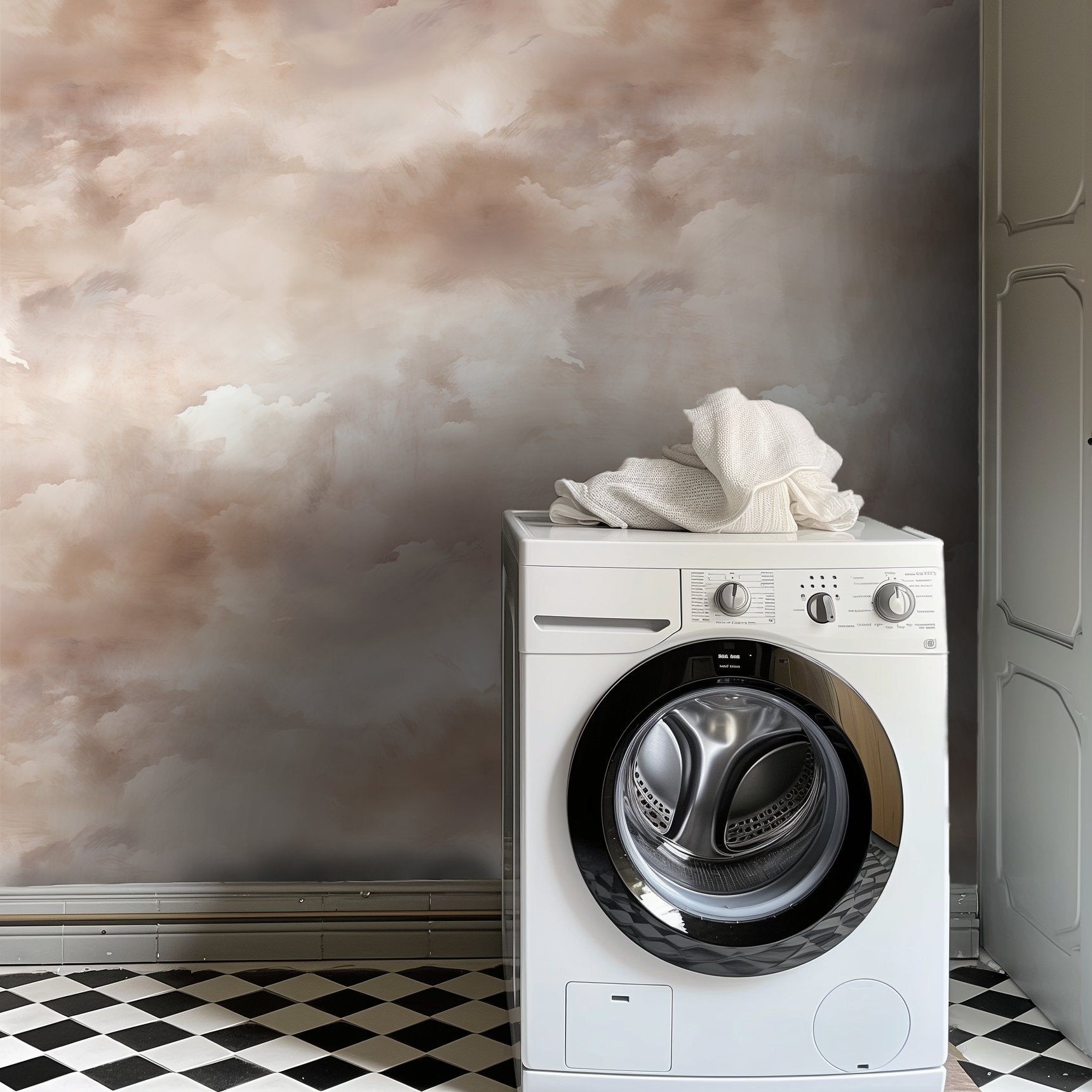 Papel tapiz Nubes Arena y Taupe Suave