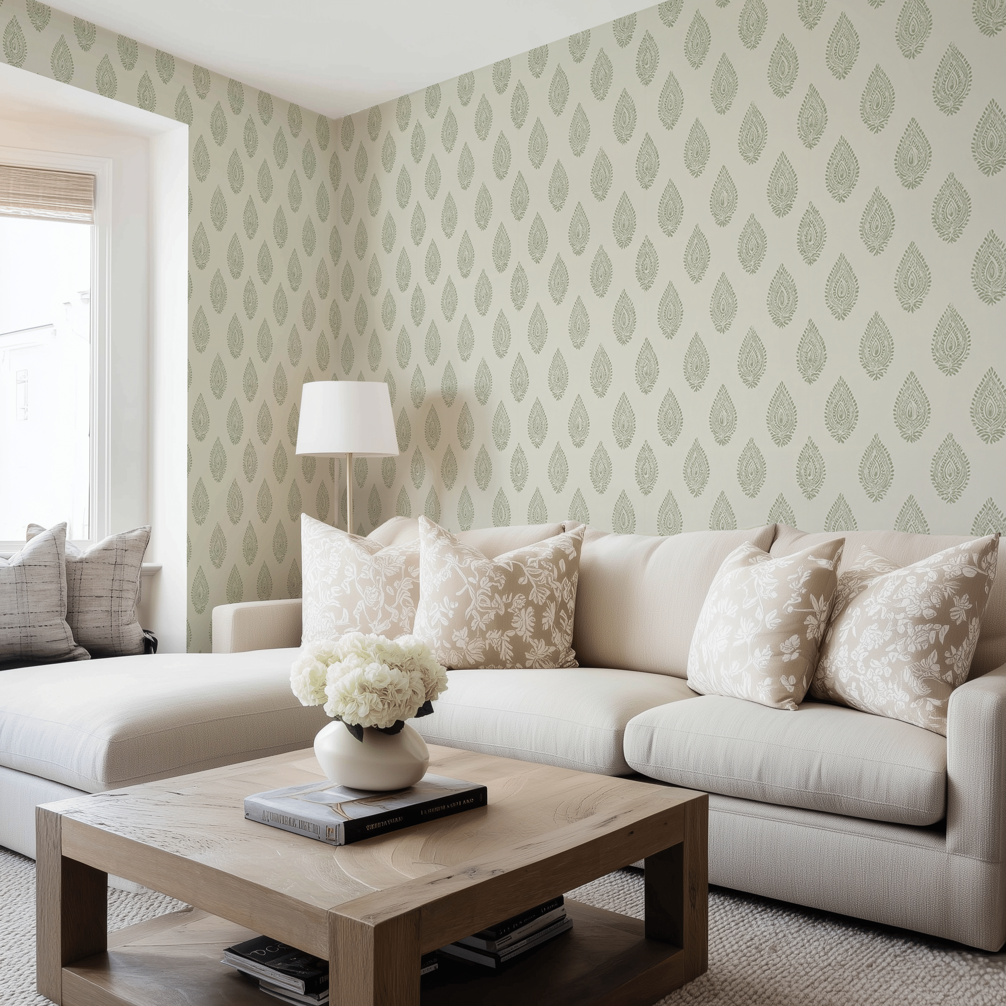 Papel tapiz Medallones Paisley Salvia
