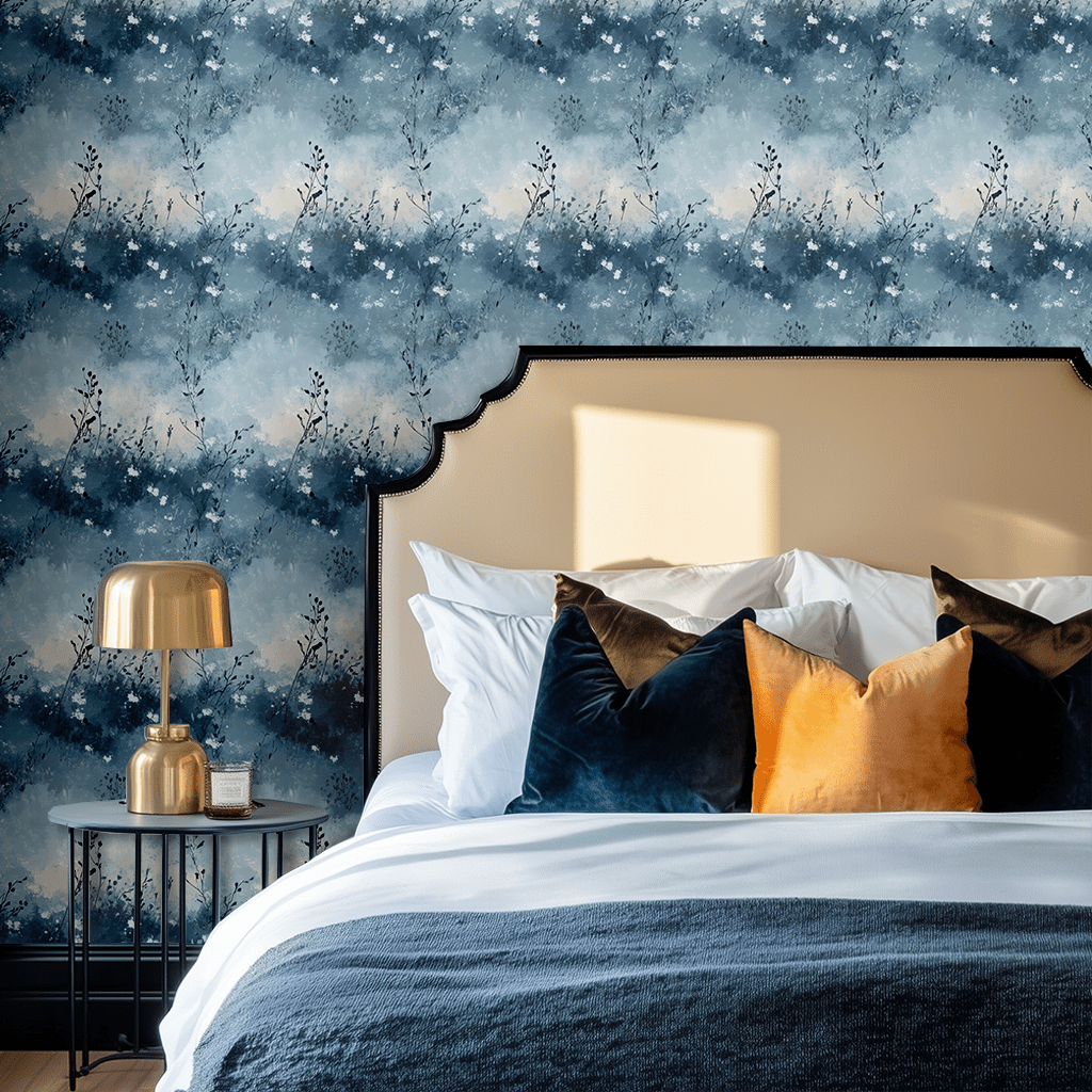Papel tapiz Ramas Acuarela Azul y Celeste