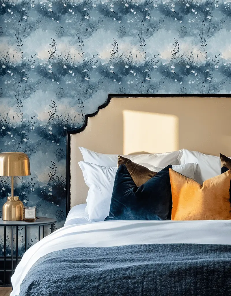 Papel tapiz Ramas Acuarela Azul y Celeste