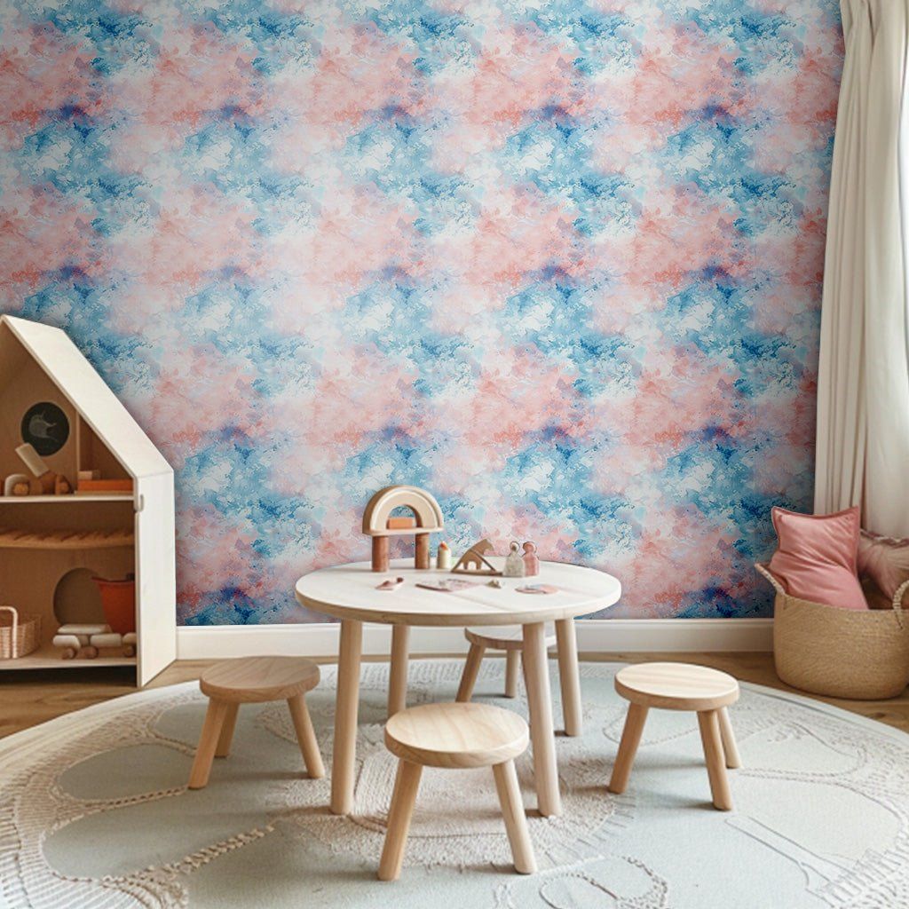 Papel tapiz Acuarela Rosa y Azul Celeste