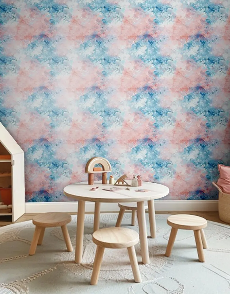 Papel tapiz Acuarela Rosa y Azul Celeste