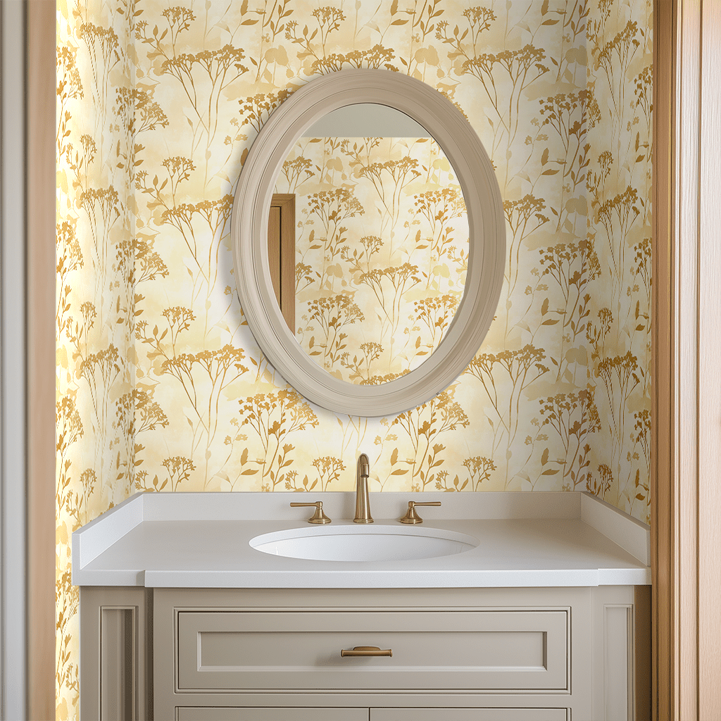 Papel tapiz Botánica Ocre sobre Crema
