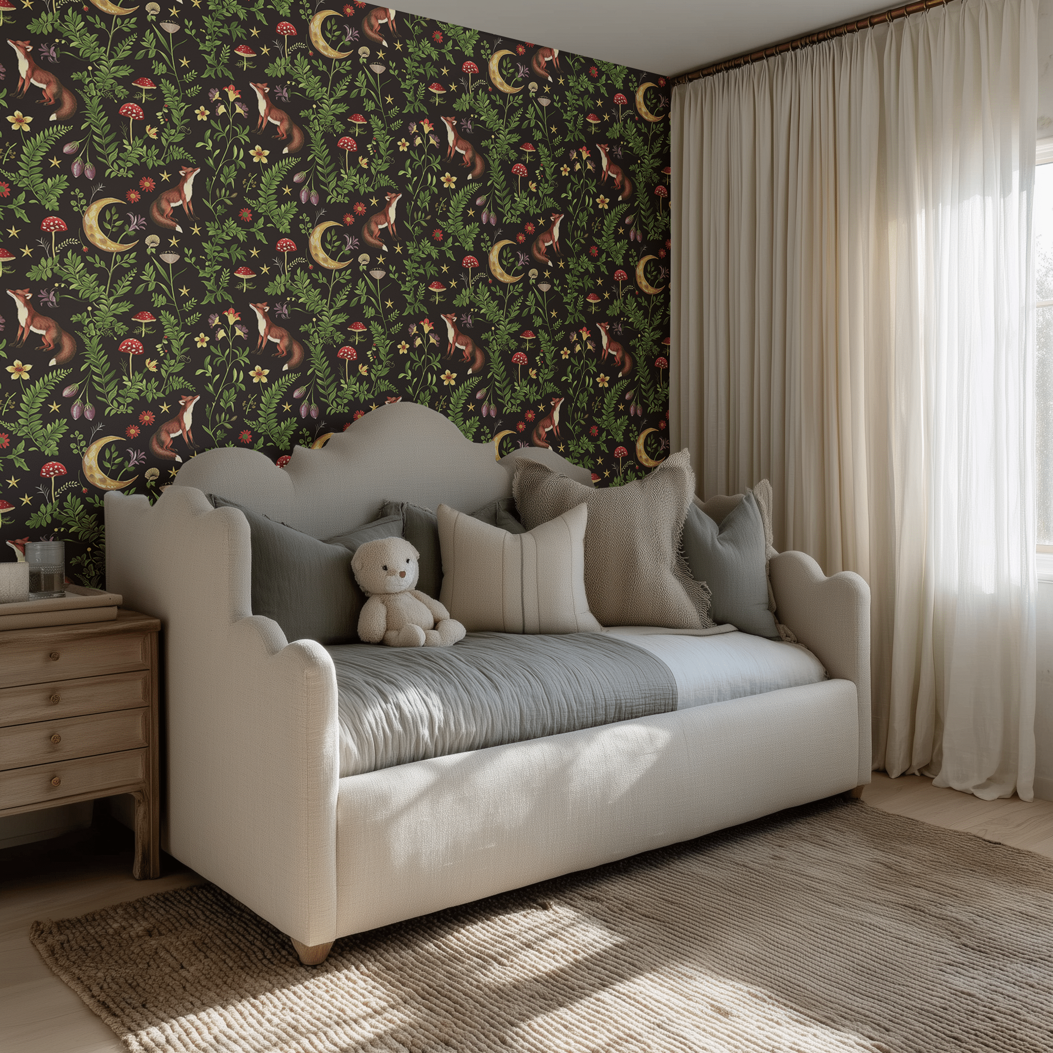 Papel tapiz Zorros y Lunas del Bosque