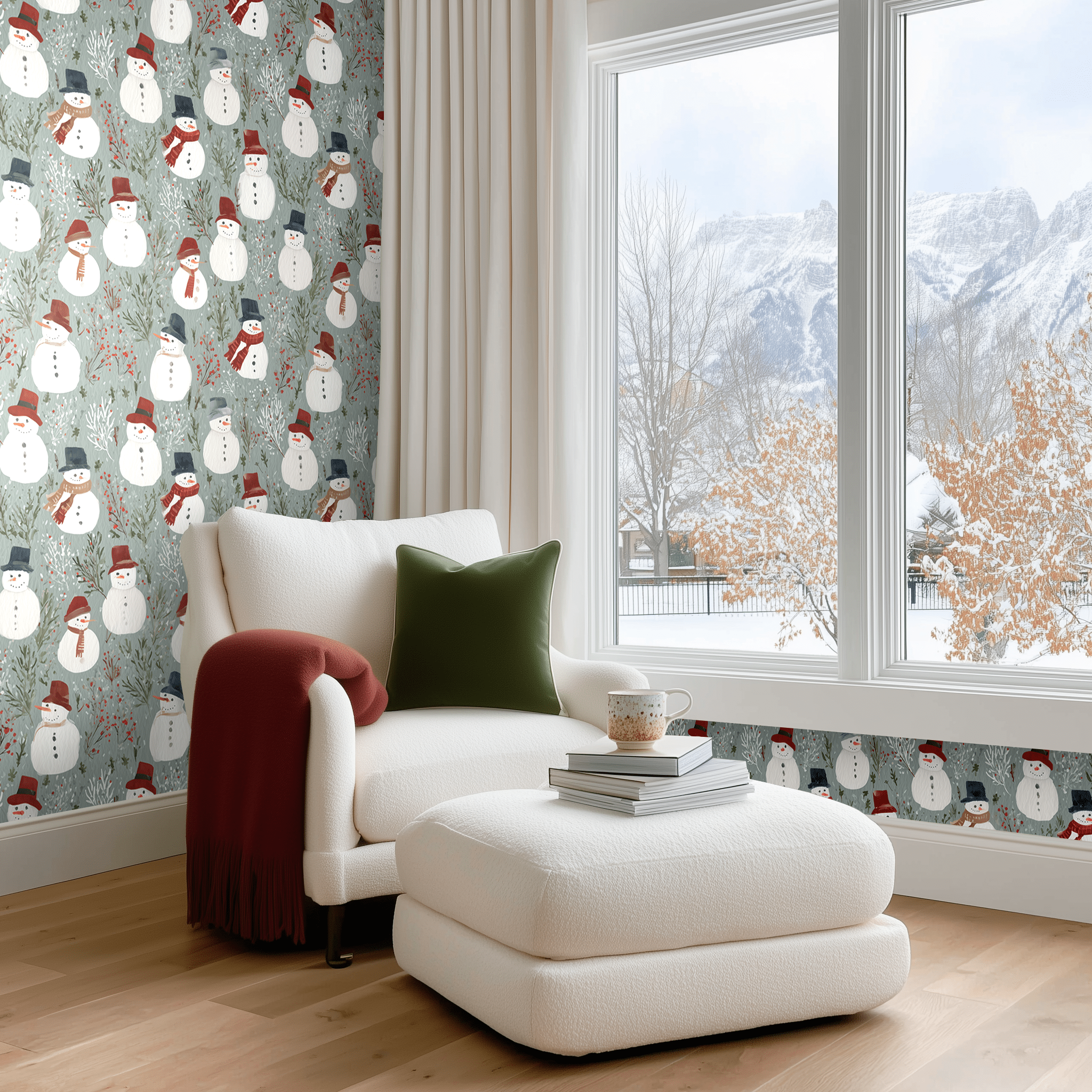 Papel tapiz Muñecos de Nieve Ilustrados