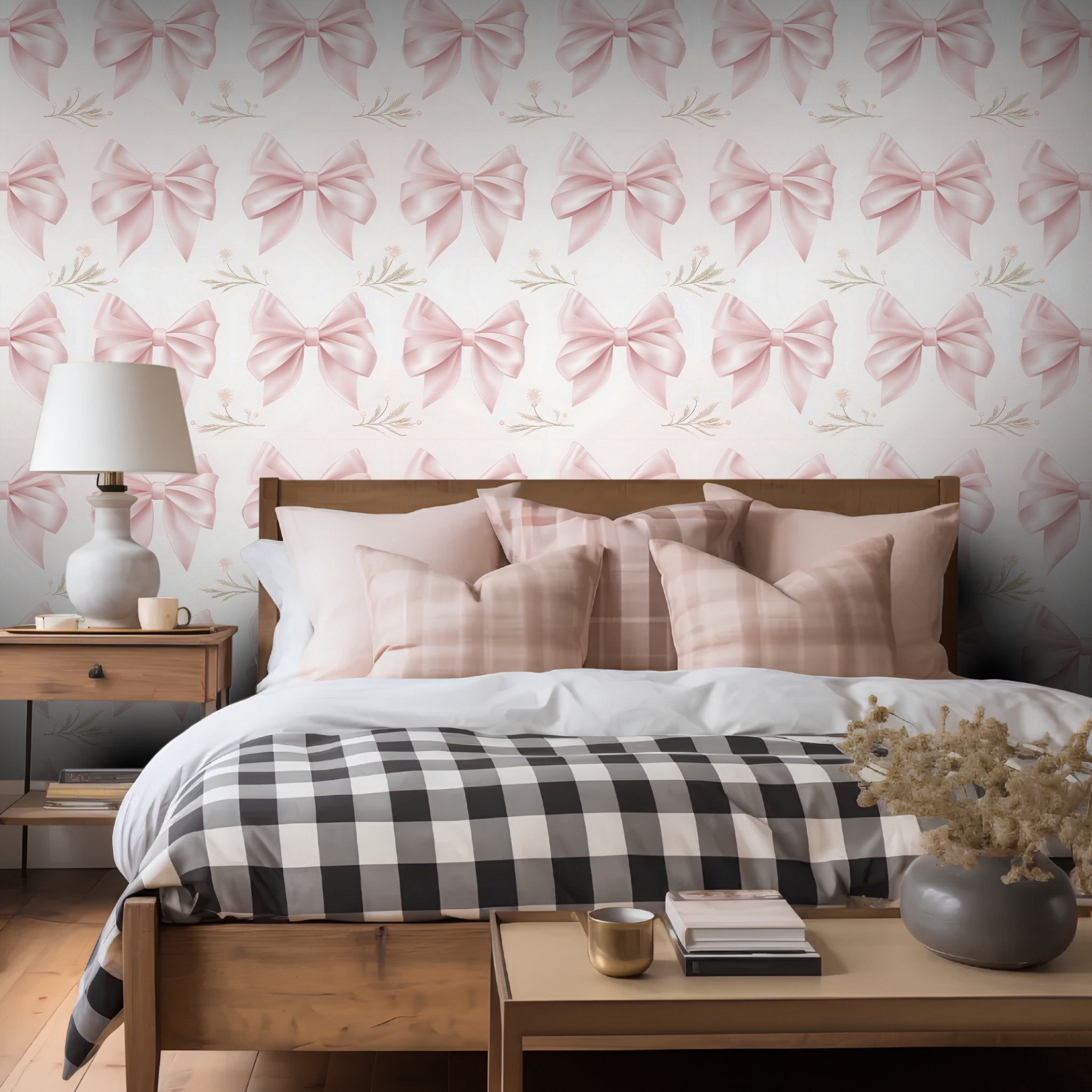 Papel tapiz Lazos Rosa Delicados