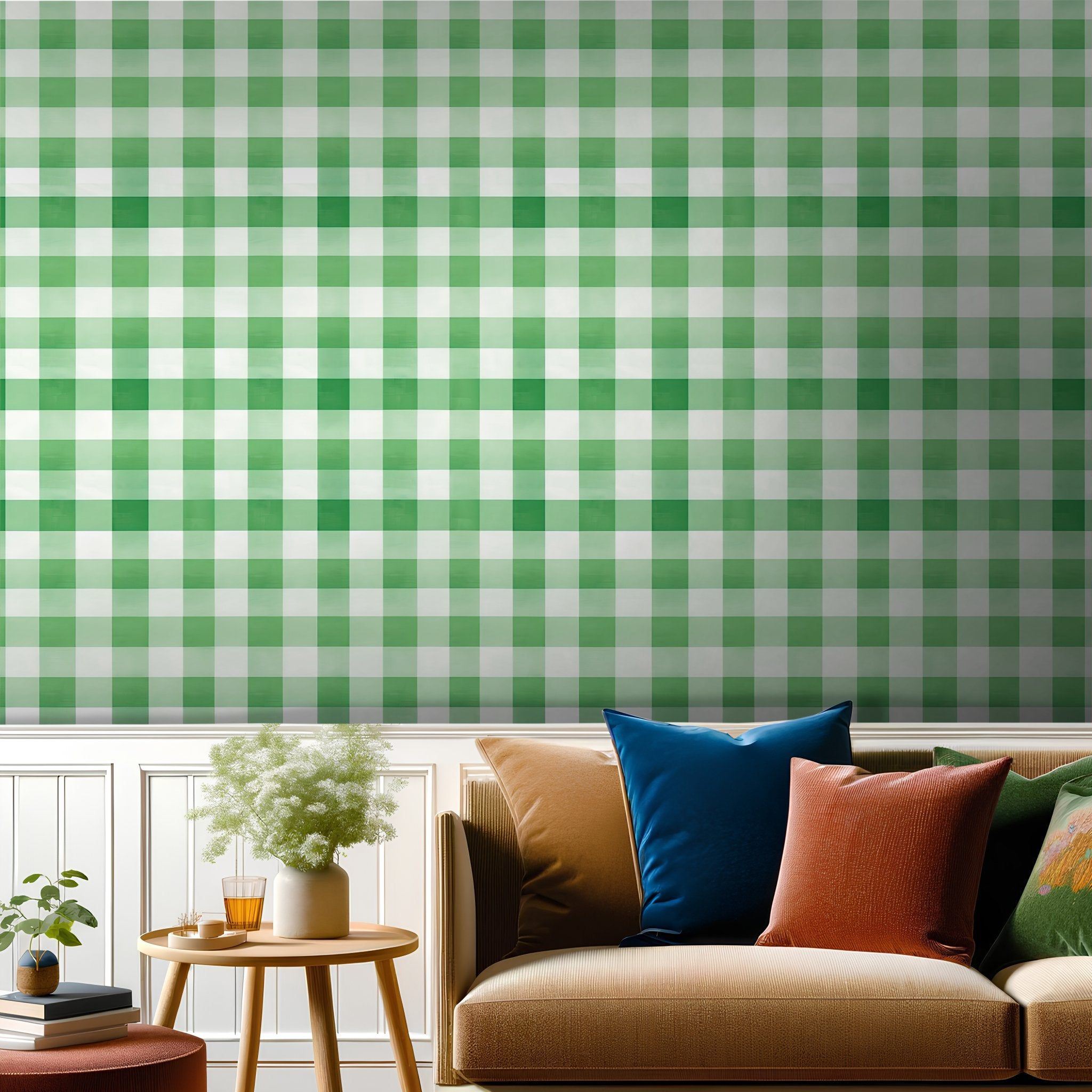 Papel tapiz Cuadros Verde y Blanco