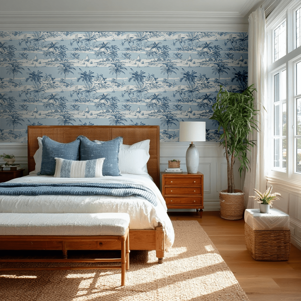 Papel tapiz Paisaje Tropical Azul Toile