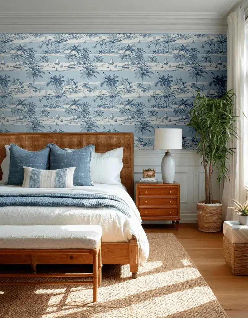 Papel tapiz Paisaje Tropical Azul Toile