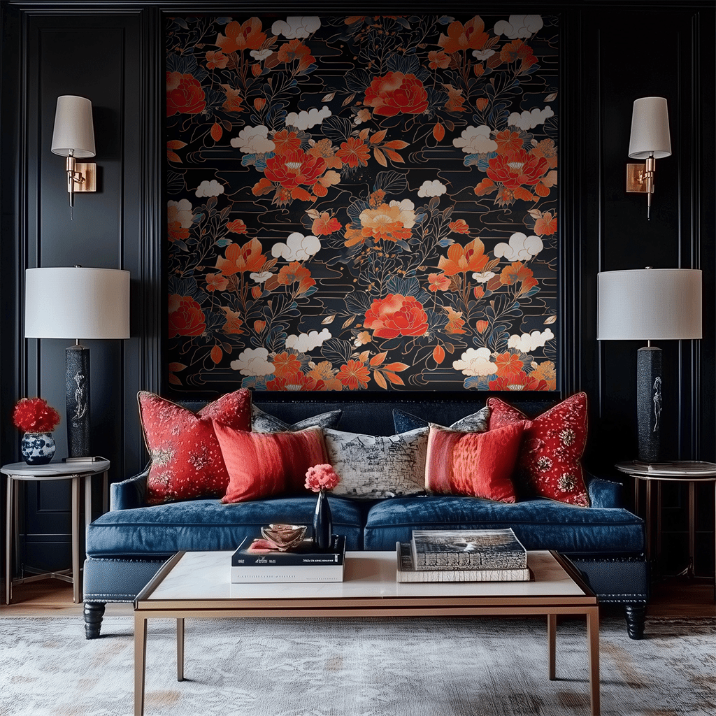 Papel tapiz Flores Naranja de Aire Oriental
