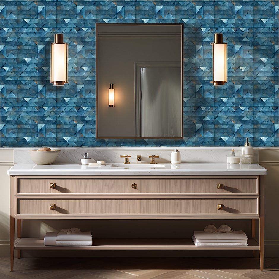 Papel tapiz Mosaico Geométrico Azul Mineral