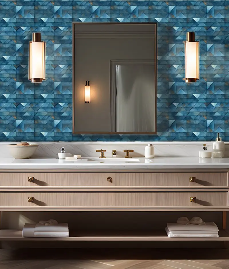 Papel tapiz Mosaico Geométrico Azul Mineral