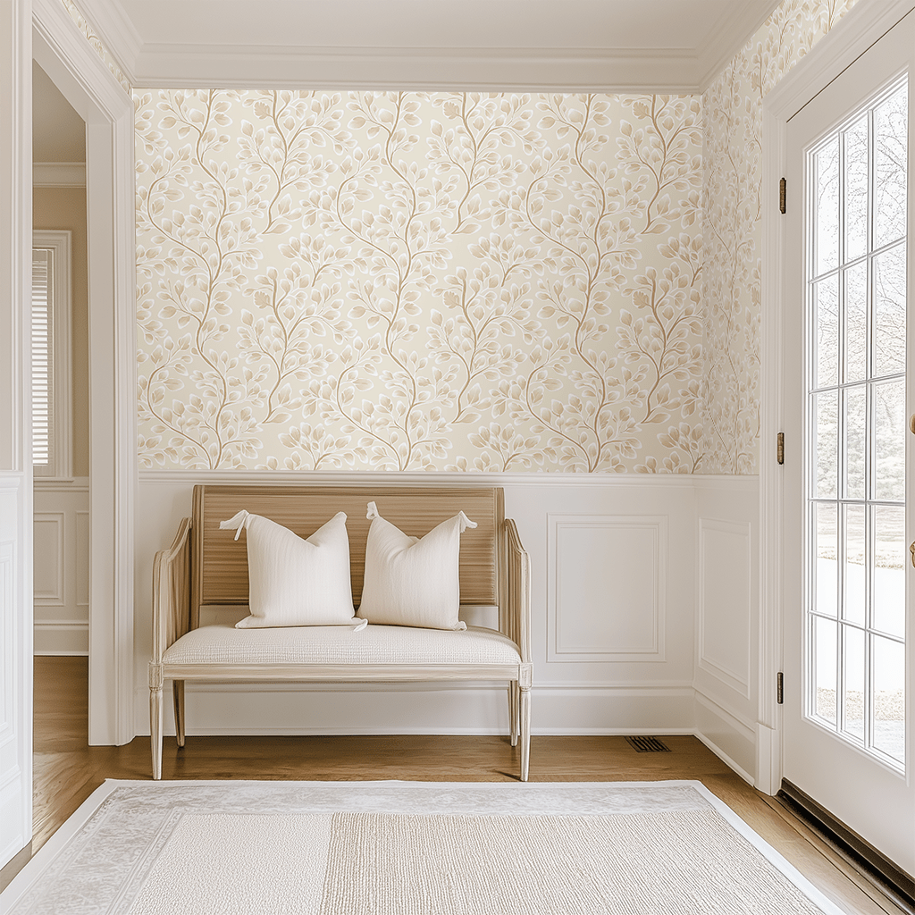 Papel tapiz Ramas Beige de Acuarela
