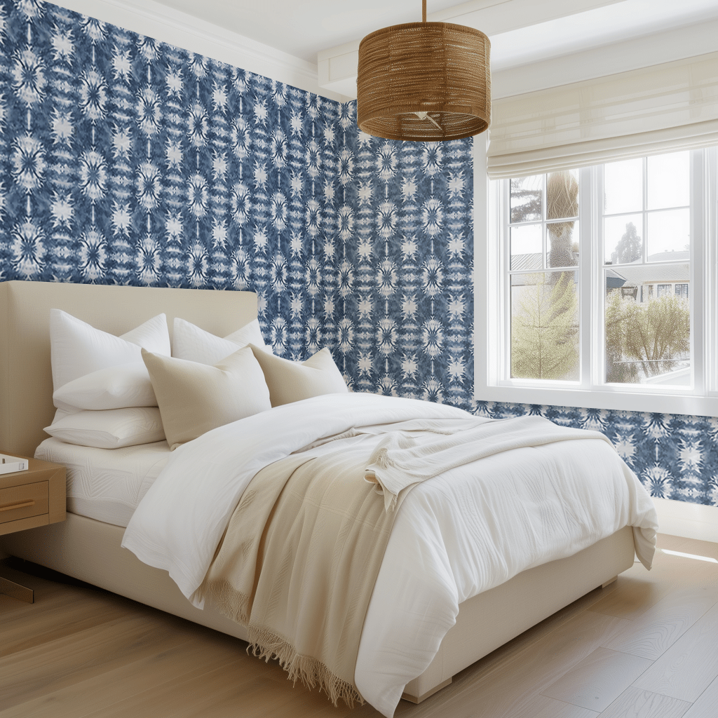 Papel tapiz Manchas Simétricas Azul Índigo