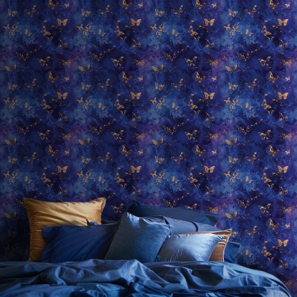 Papel tapiz Mariposas sobre Azul y Violeta