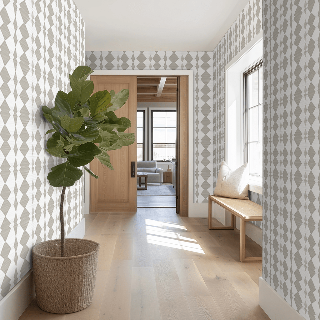 Papel tapiz Rombos Beige y Blanco