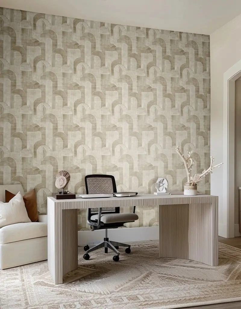 Papel tapiz Arcos Beige de Efecto Textil