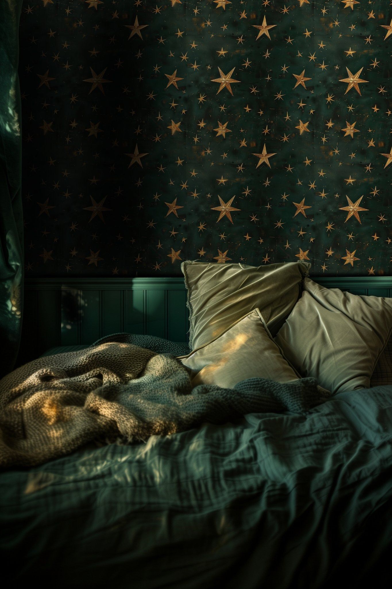 Papel tapiz Estrellas sobre Verde Oscuro