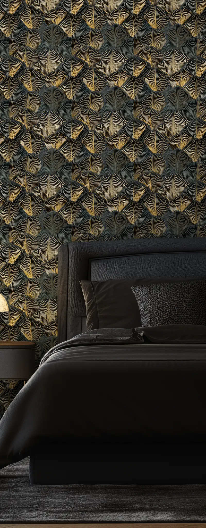 Papel tapiz Abanicos dorados fondo oscuro