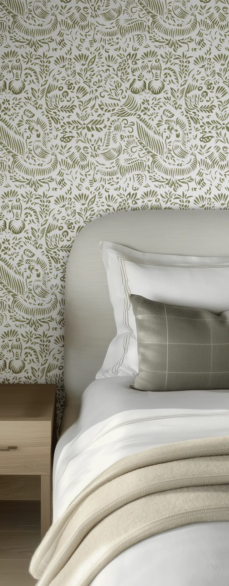 Papel tapiz Follaje ornamental verde oliva