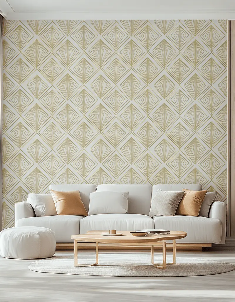 Papel tapiz Rombos lineales efecto dorado
