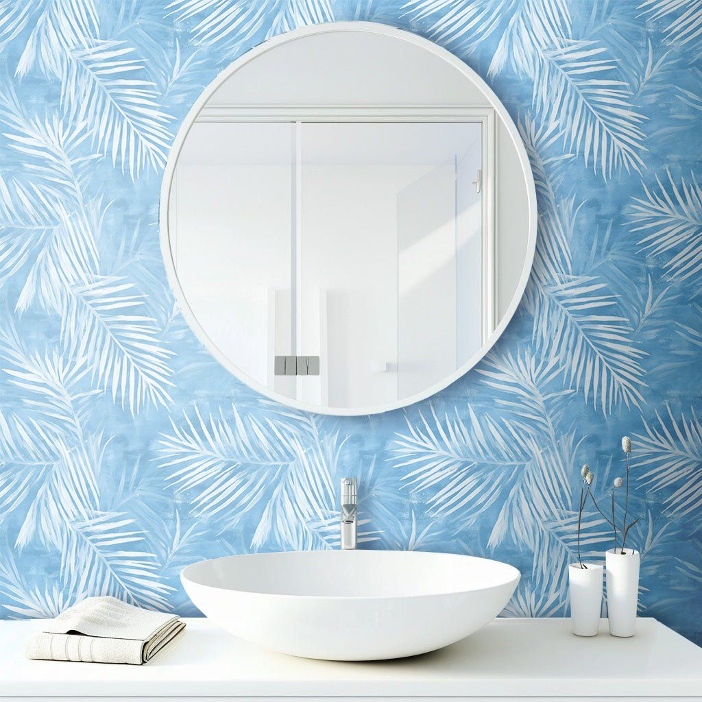Papel tapiz Palmas blancas sobre azul cielo