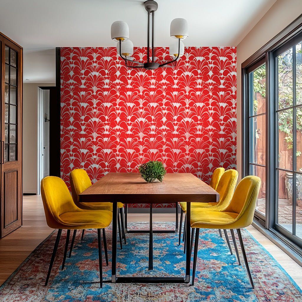 Papel tapiz Abanicos rojos de aire Art Déco