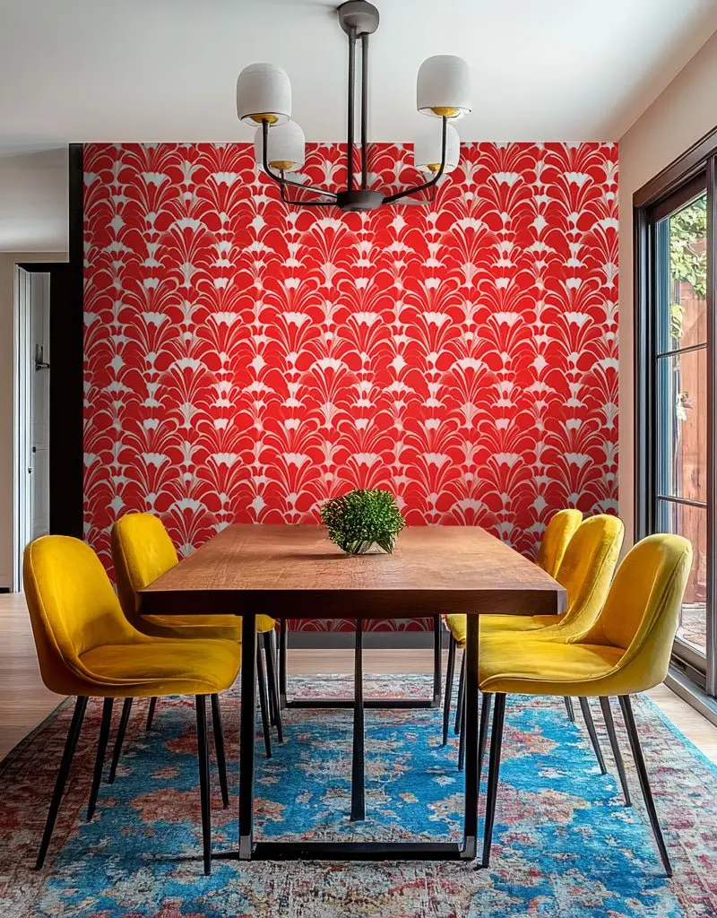 Papel tapiz Abanicos rojos de aire Art Déco