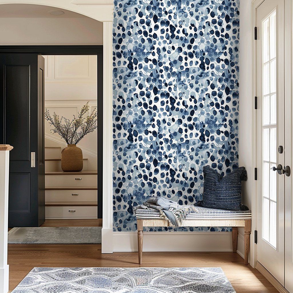 Papel tapiz Manchas azules en acuarela