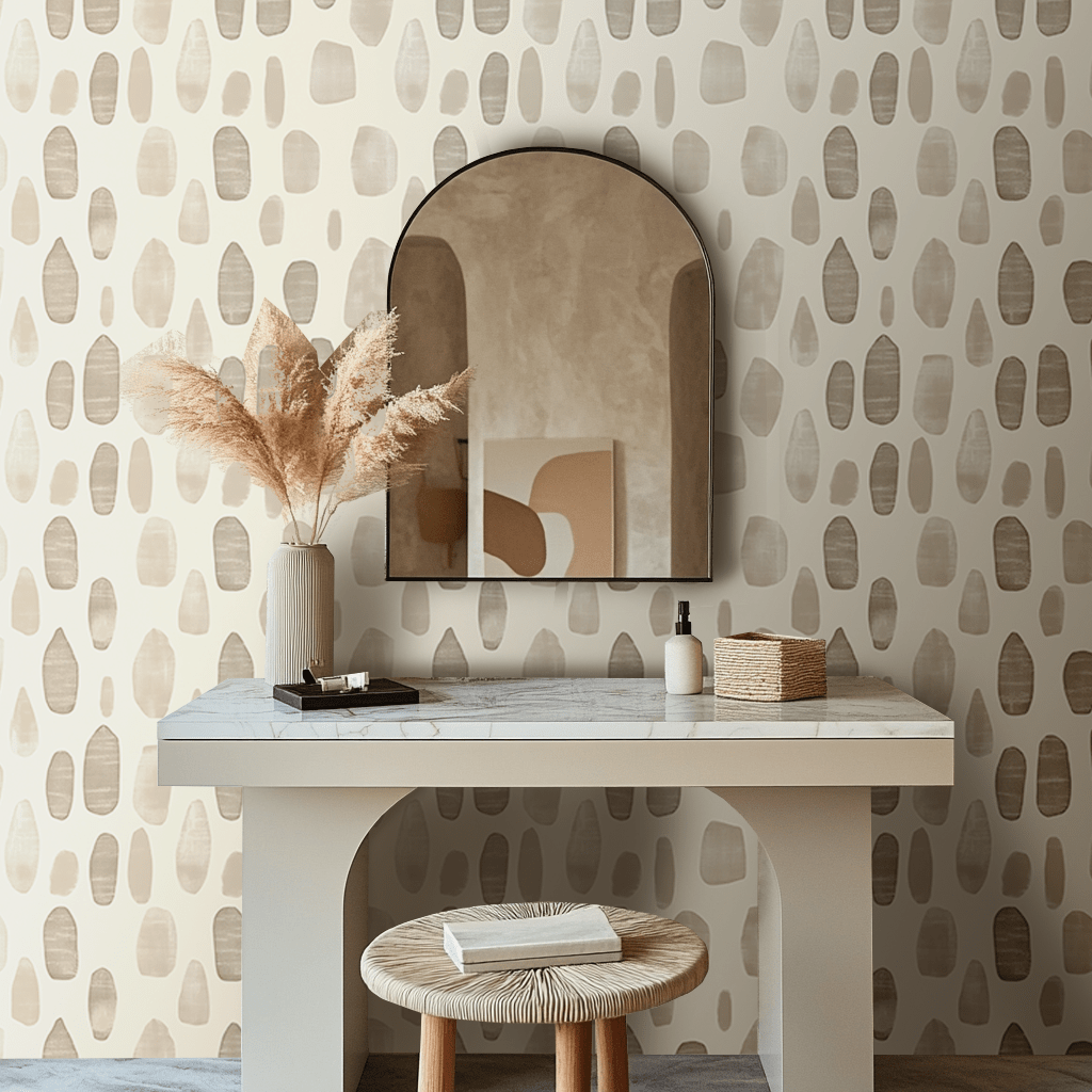 Papel tapiz Formas orgánicas beige y crema