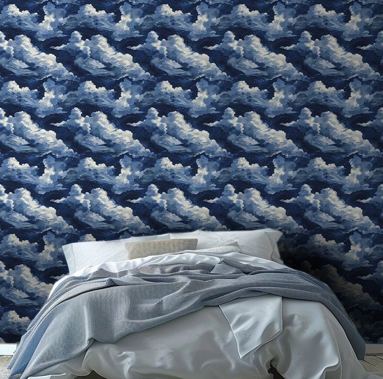 Papel tapiz Nubes azules y cielo nocturno