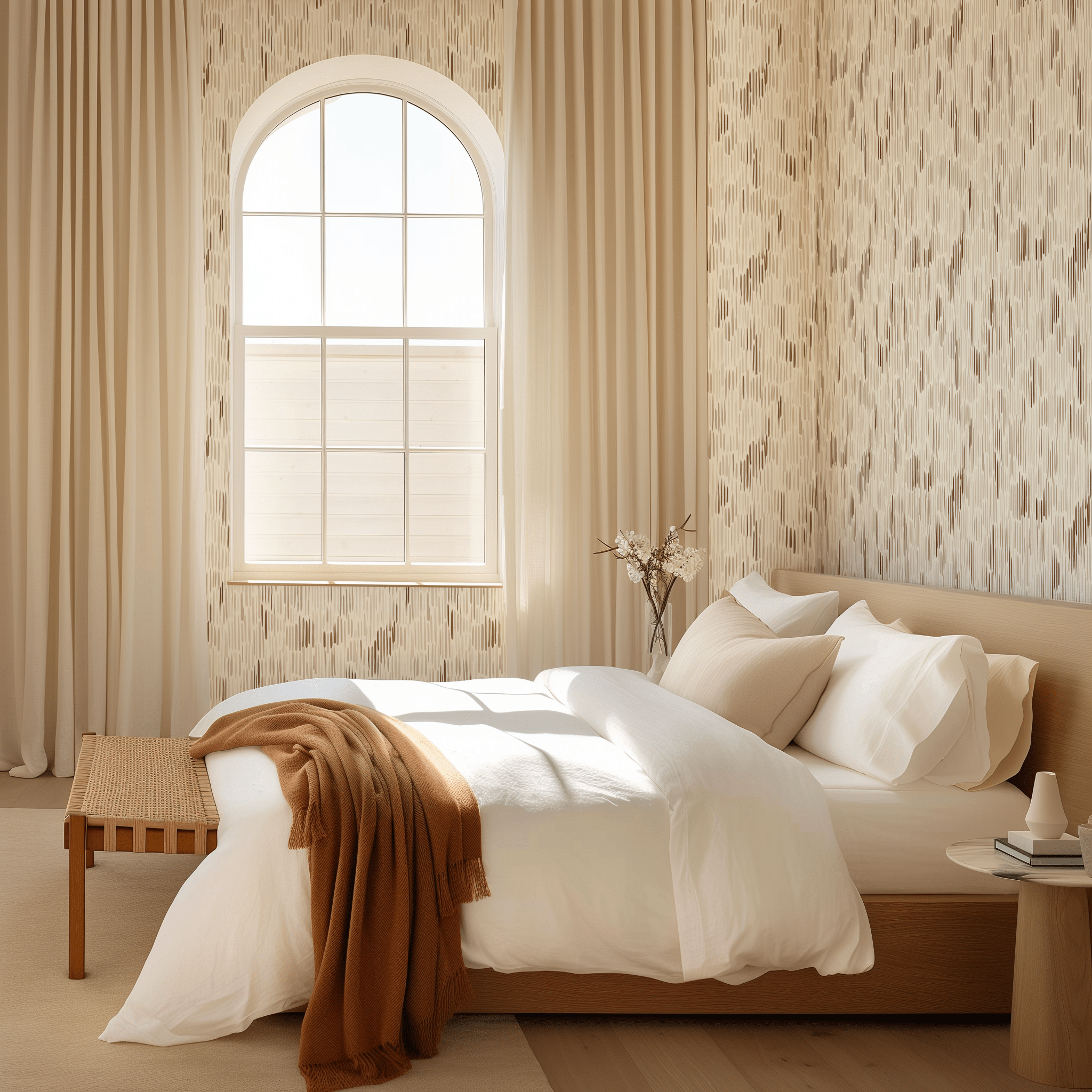 Papel tapiz Trazos verticales beige y crema