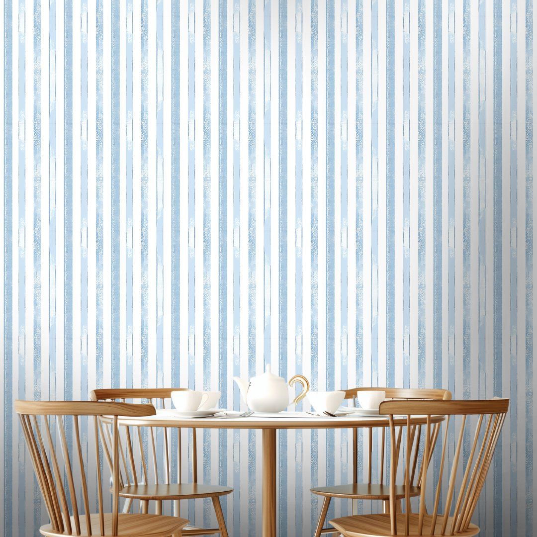Papel tapiz Rayas azul suave de pinceladas
