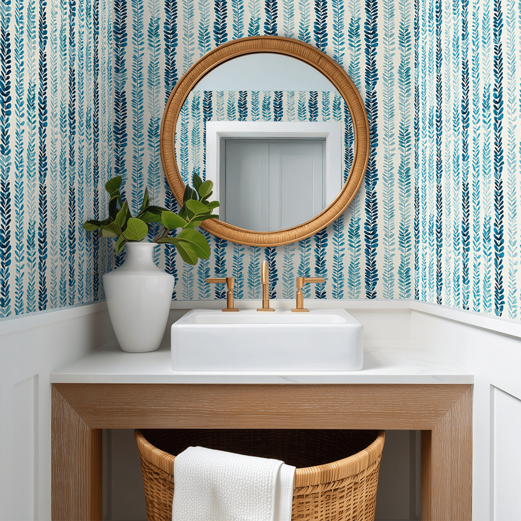 Papel tapiz Enredaderas azules en columnas