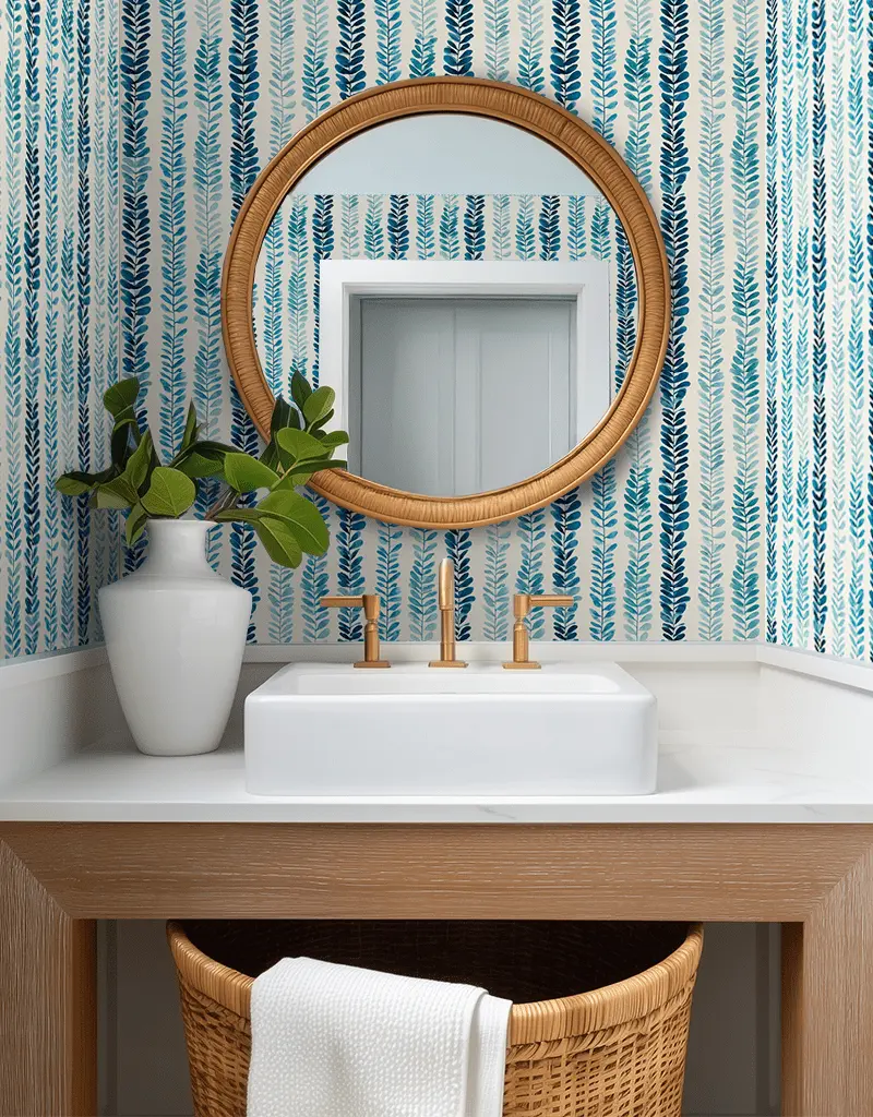 Papel tapiz Enredaderas azules en columnas