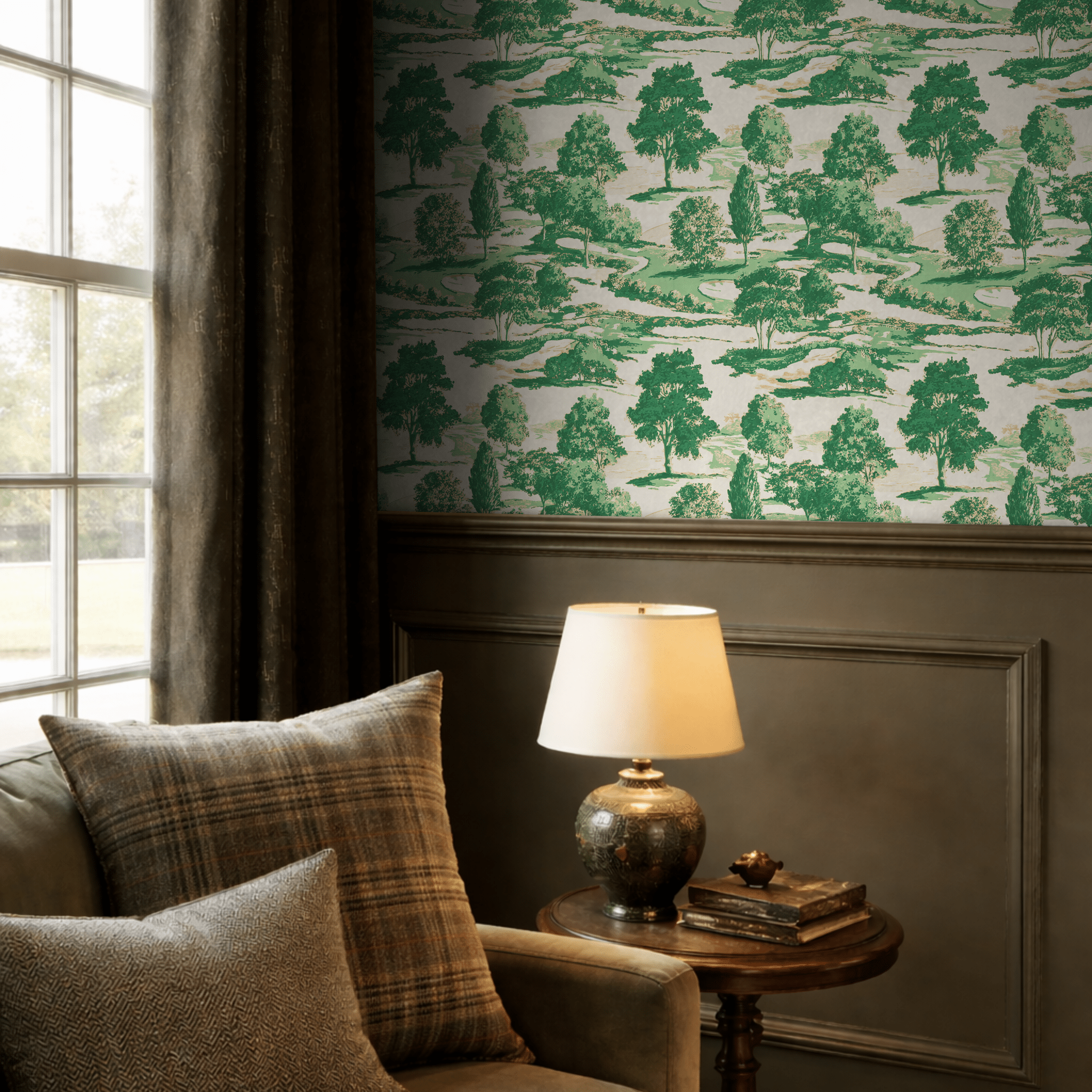 Papel tapiz Paisaje verde de estilo toile
